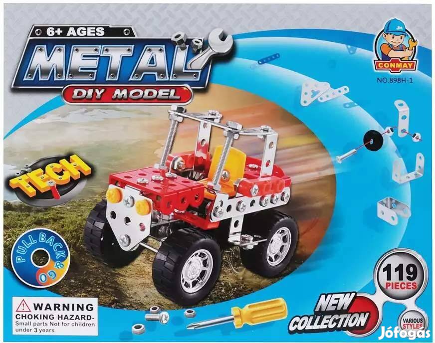 Fém Építő Készlet Fémépítő játék - Terepjáró Autó 119db-os _