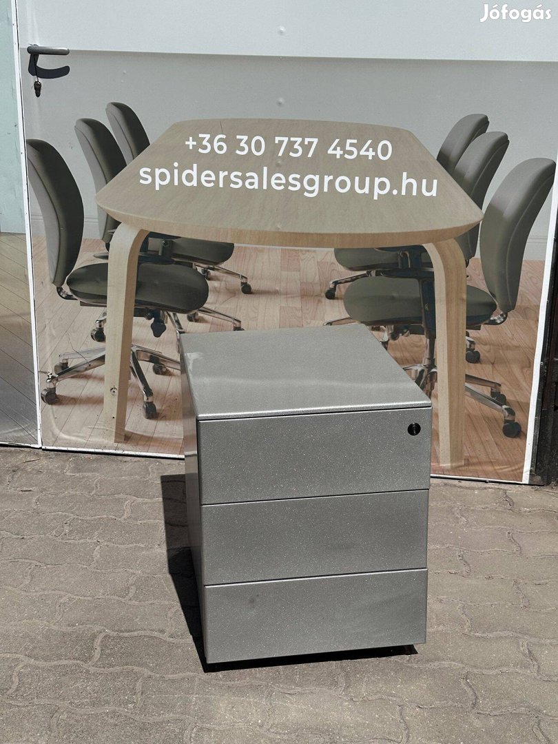 Fém irodai konténer, tároló, gurulós, 3 fiókos - használt irodabútor