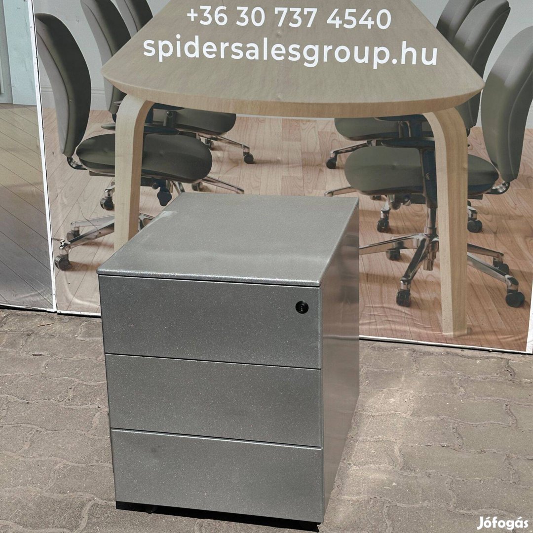 Fém irodai konténer, tároló, gurulós, 3 fiókos - használt irodabútor