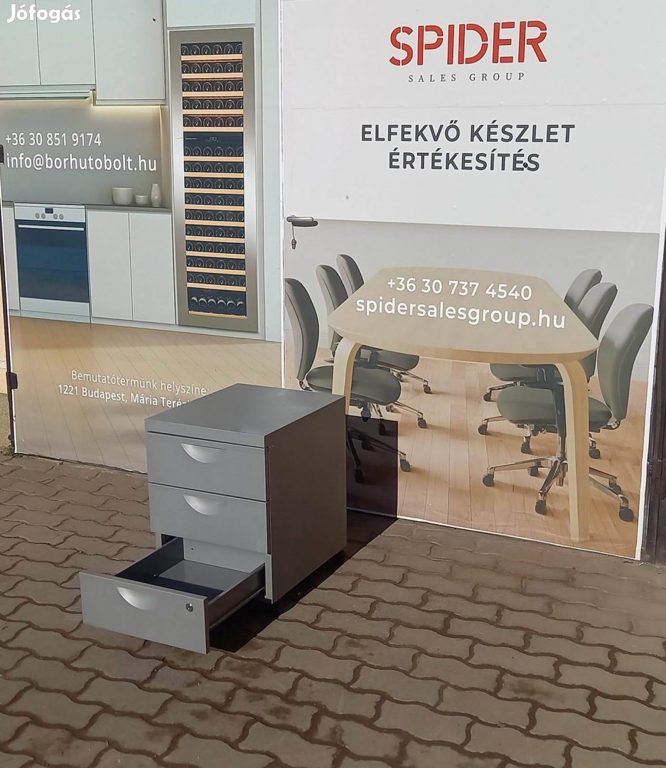 Fém irodai konténer, tároló, gurulós, 3 fiókos - használt irodabútor