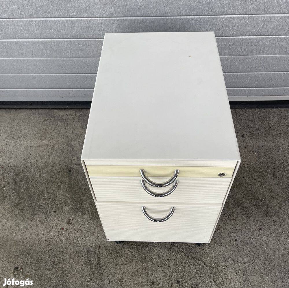 Fém konténer, irodai tároló, vajszínű - használt bútor