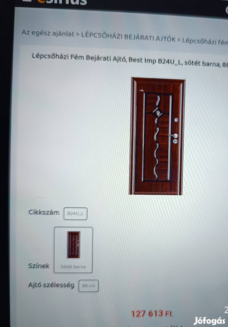 Fém lépcsőházi ajtó eladó.