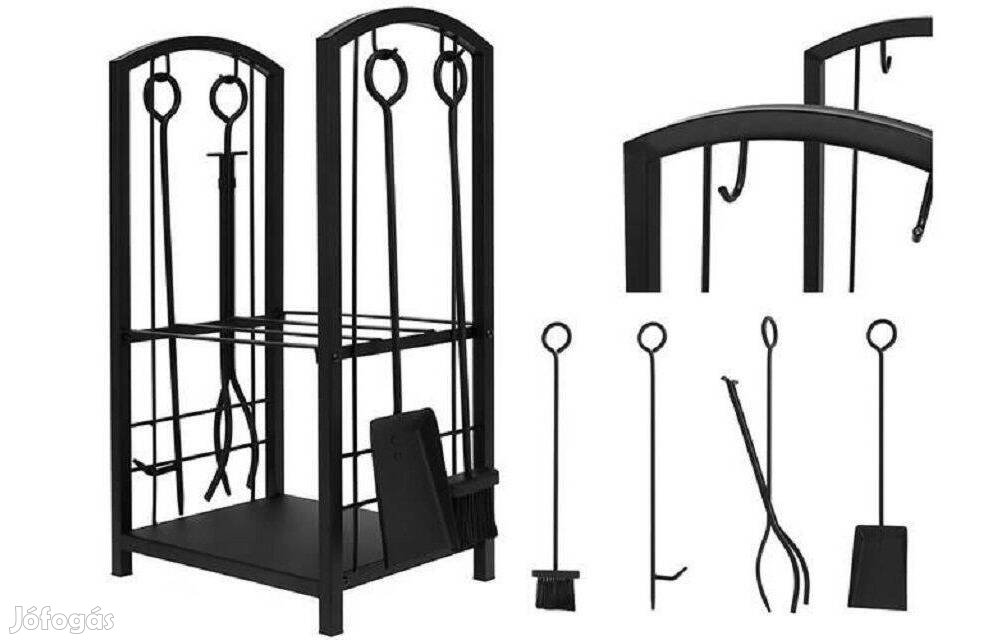 Fém tűzifa állvány tartozék szerszámokkal (C75)- Posta Is