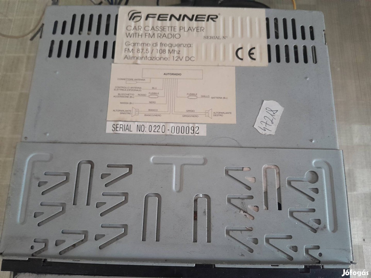 Fenner kazettás Rádiós autós magnó 