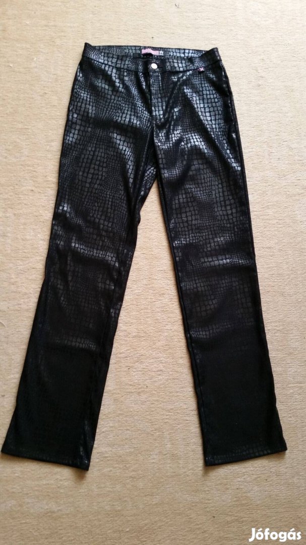 Fényes fekete magas derekú divatos nadrág