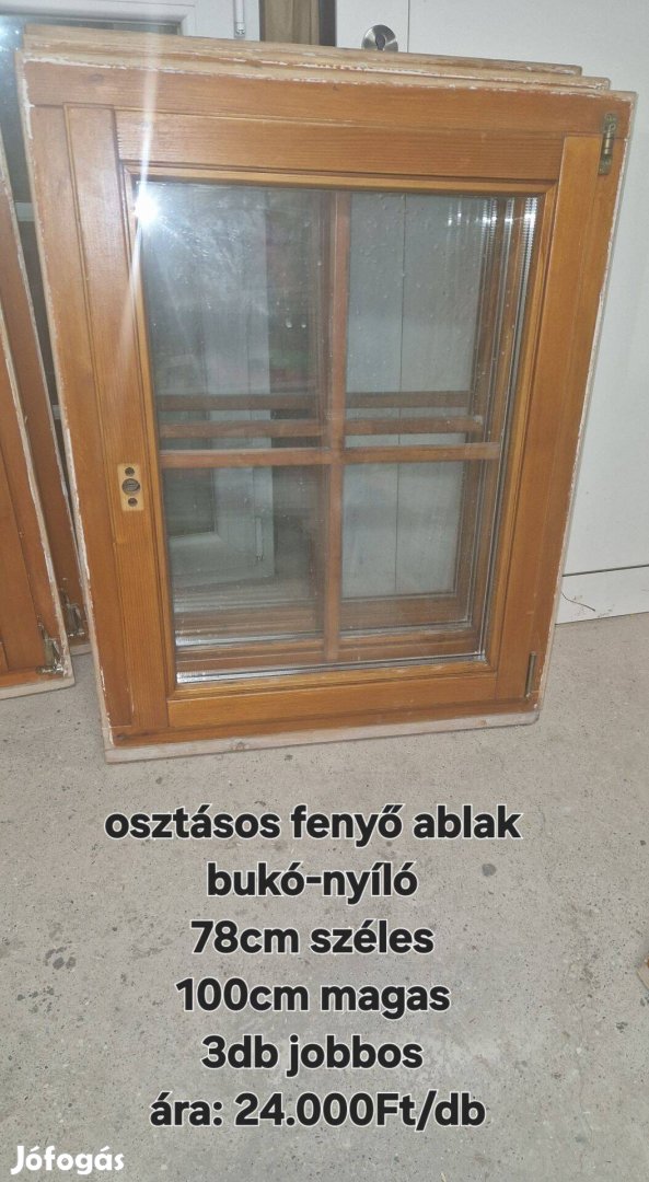 Fenyő ablak osztással 78*100