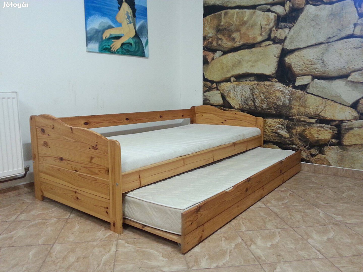 Fenyő ágy vendégággyal 90x200