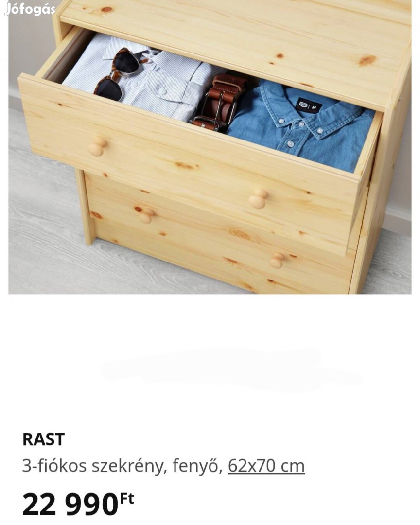 Fenyő fa fiókos éjjeli szekrények féláron! Rast IKEA 