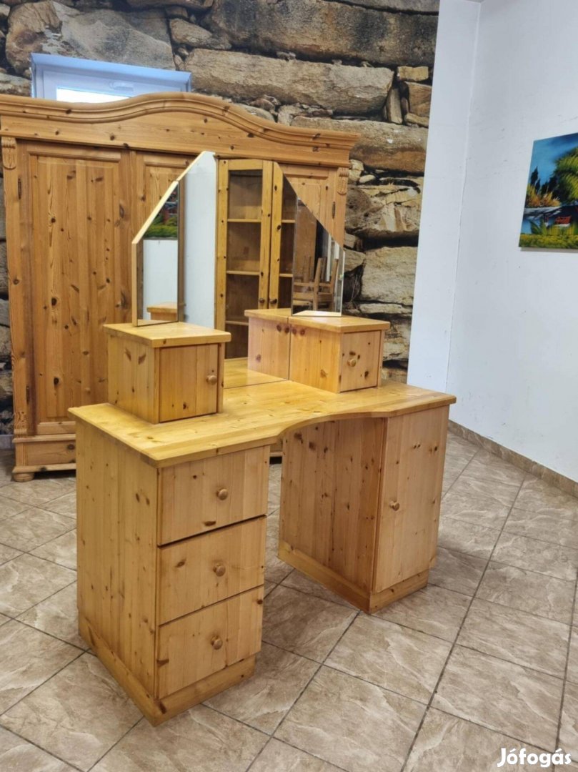 Fenyő fésülködő komód 124x155x55