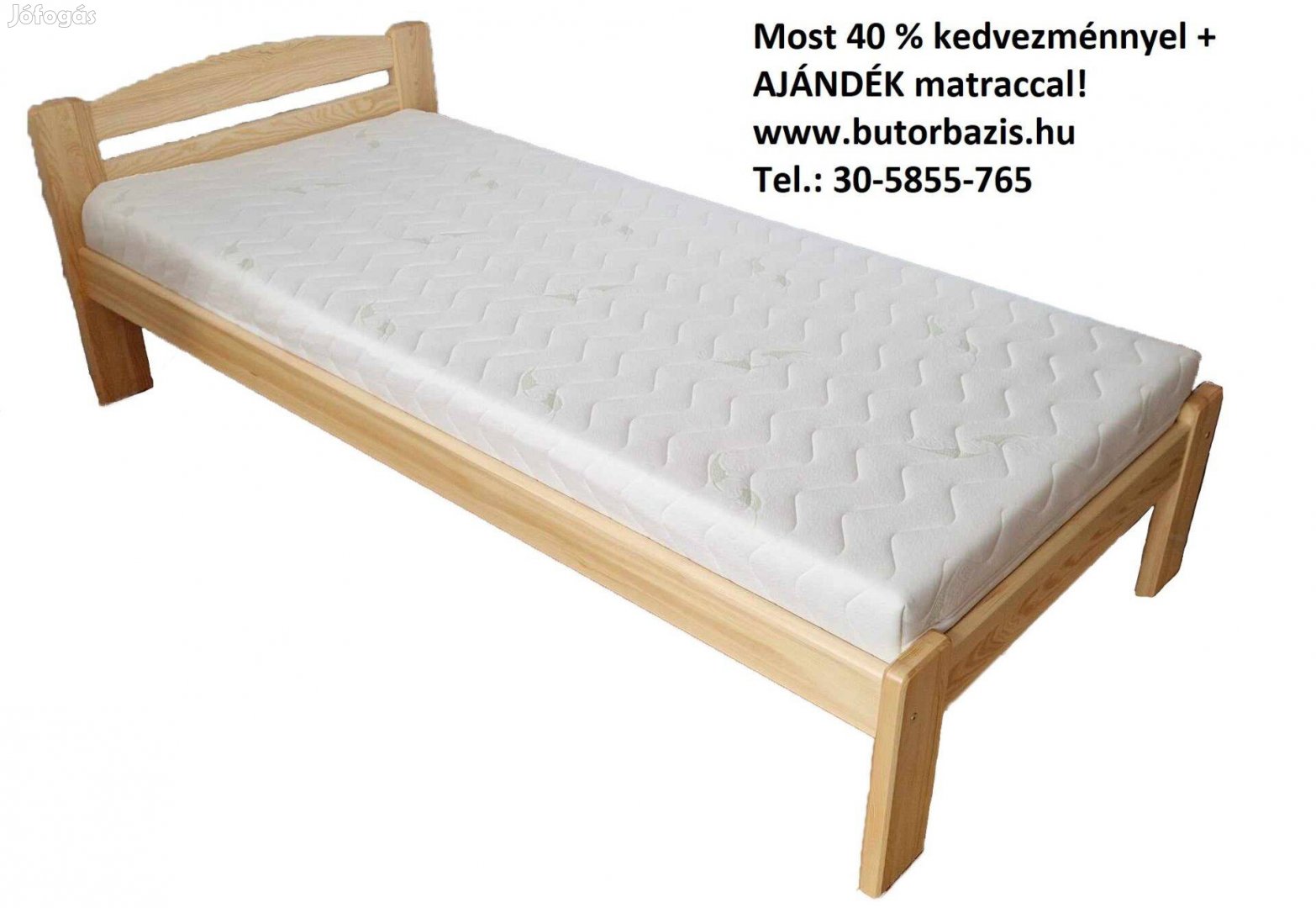 Fenyő heverő + ajándék matrac!!! - 90x200 cm - nagy teherbírású!