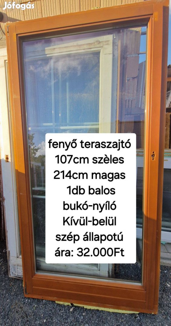 Fenyő teraszajtó 107*214