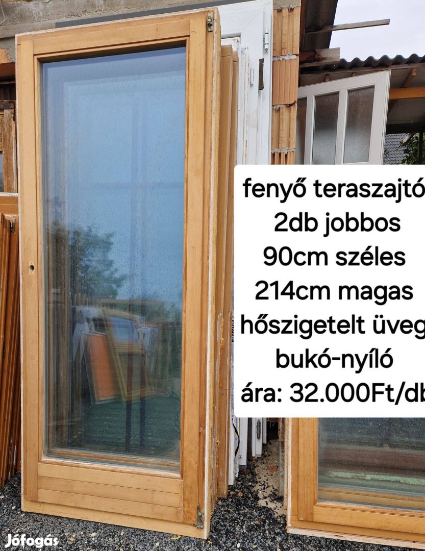 Fenyő teraszajtó 90*214