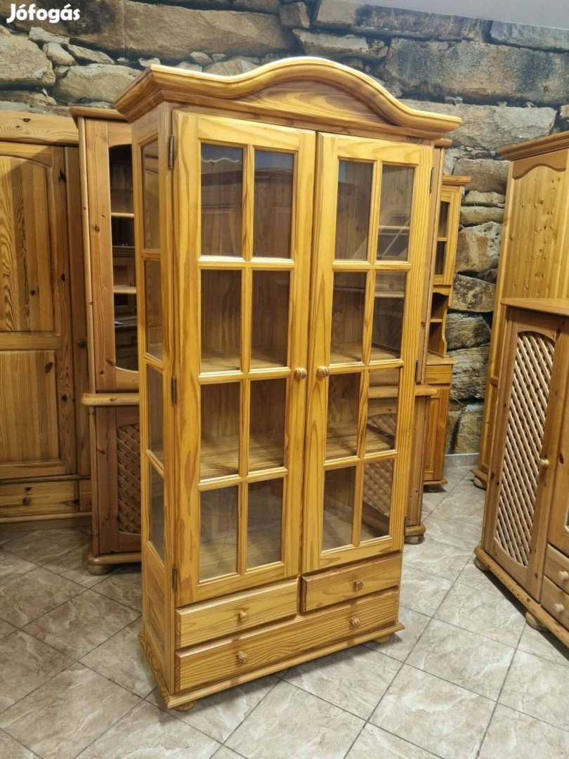 Fenyő vitrin 101x200x42