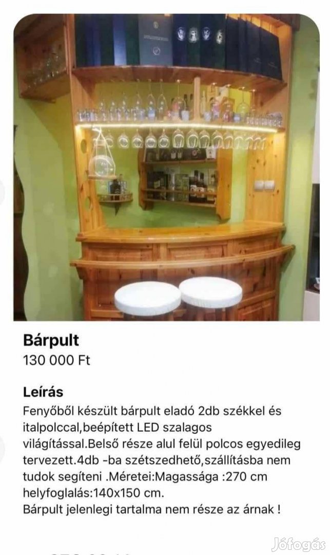 Fenyőből készült bárpult