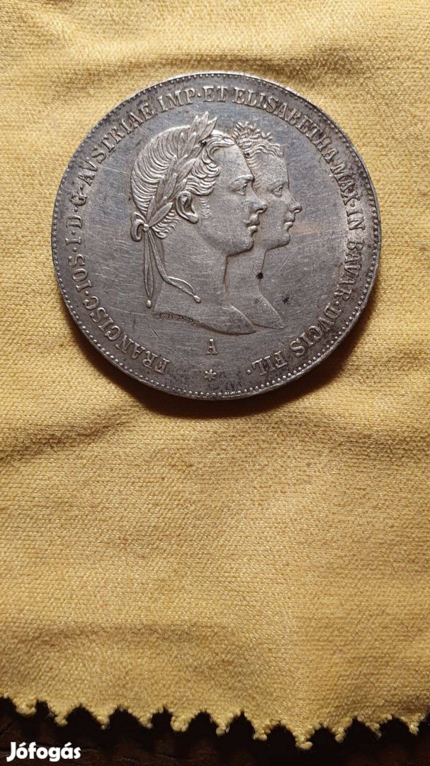 Ferenc József házasságkötés ezüst 1 gulden 1854 A