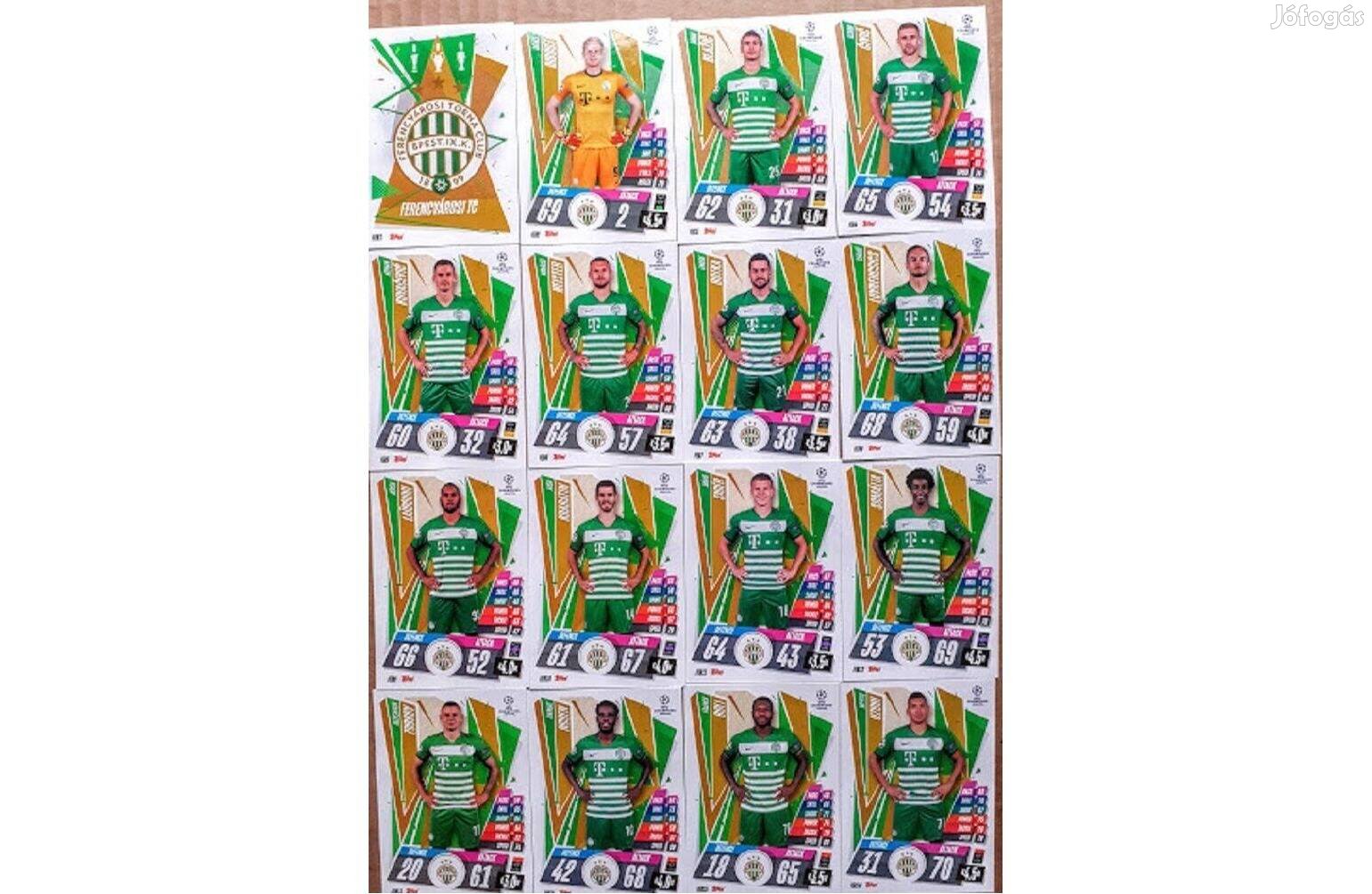 Ferencváros 16 focis kártya teljes szett Topps Match Attax 2021