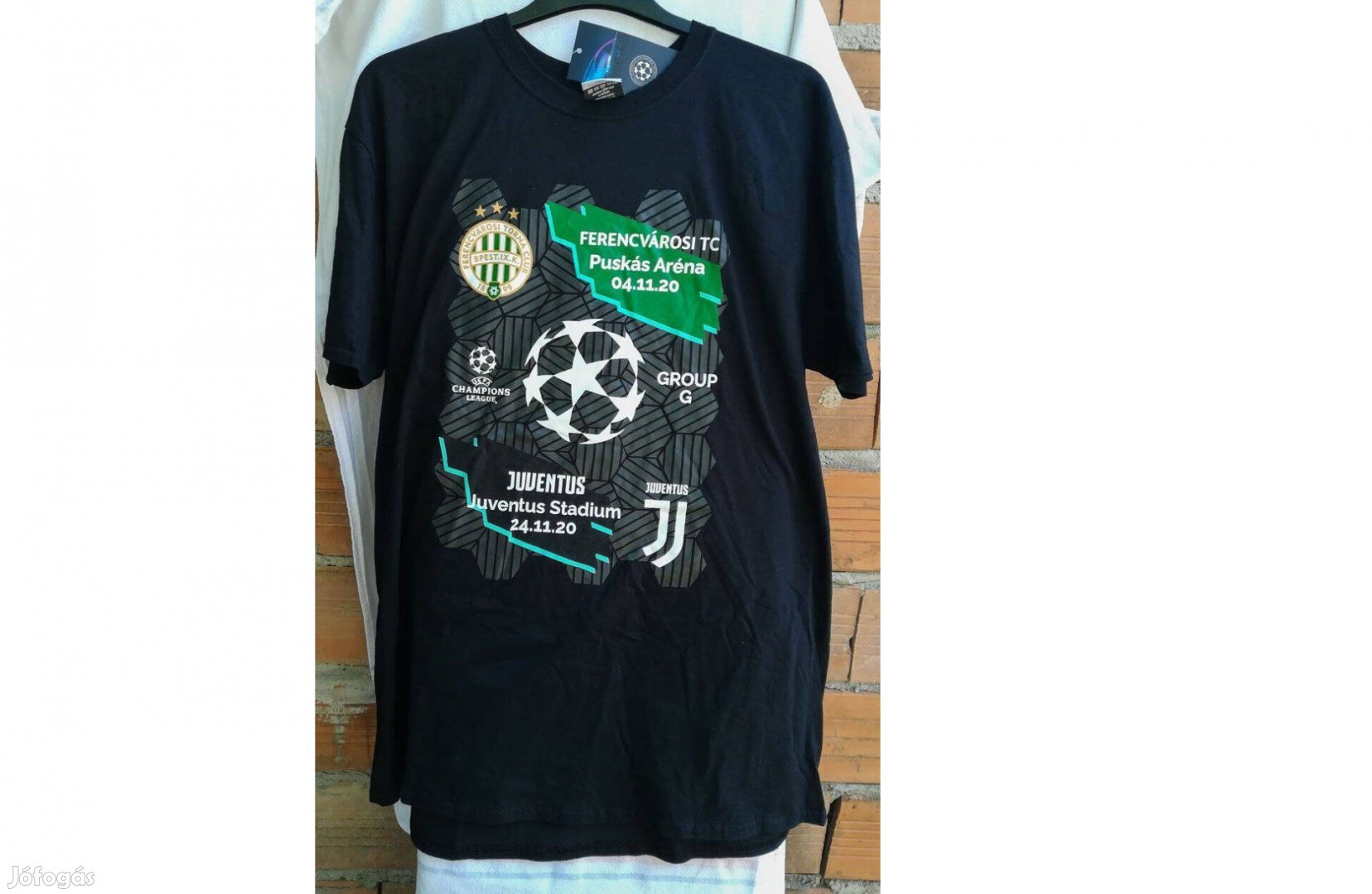 Ferencvárosi TC - Juventus Bajnokok Ligája fekete póló (XL, 2XL)