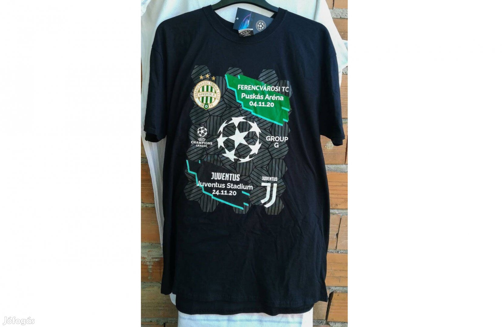 Ferencvárosi TC - Juventus Bajnokok Ligája fekete póló (XL, 2XL)