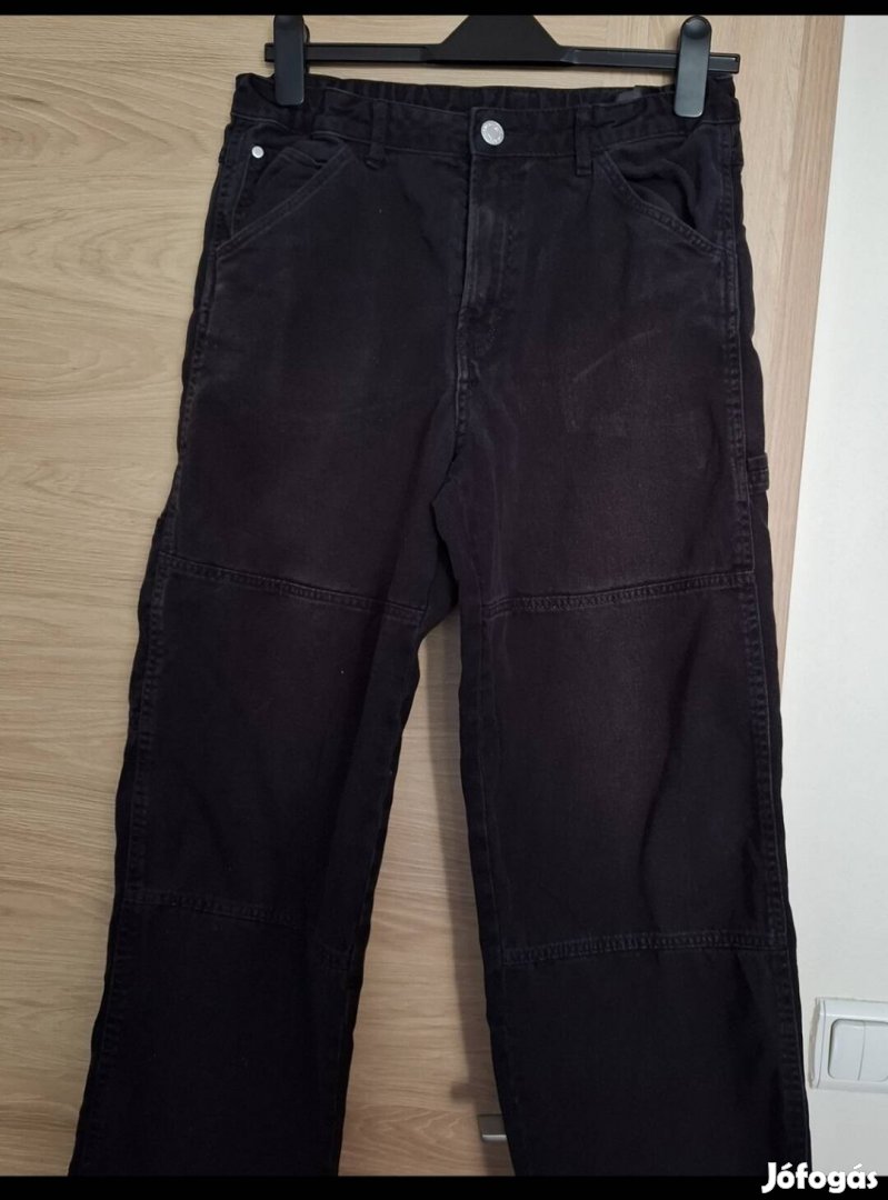 Férfi H&M baggy bőszárú fekete farmer nadrág 170 14+