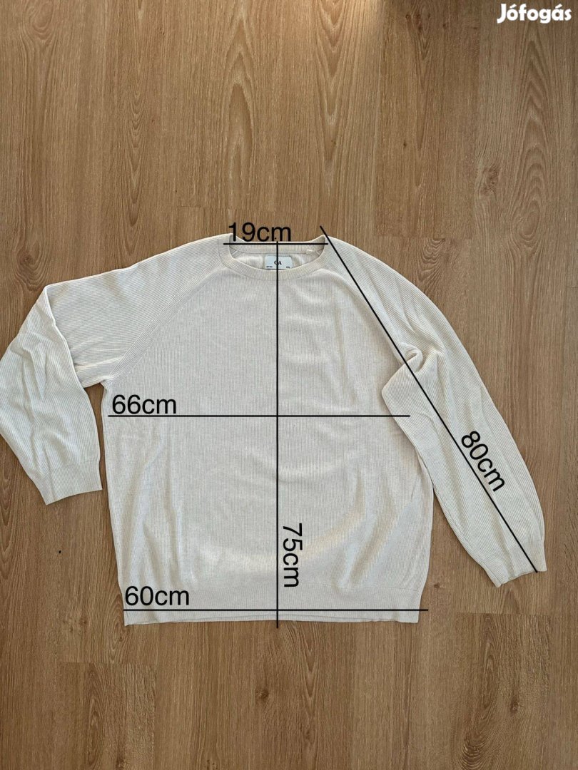 Férfi bézs pulóver 100%pamut, 2XL, C&A