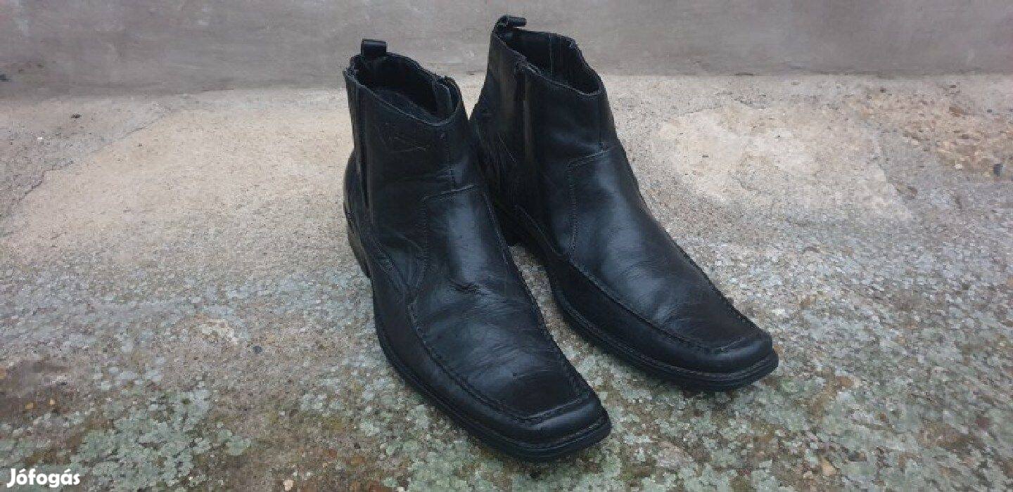 Férfi boka bőrcipő 42-es lábra - Venturini - fekete színben