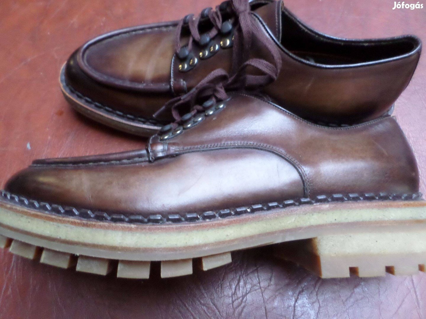 Férfi bőr cipő Santoni olasz luxus Új Hand made