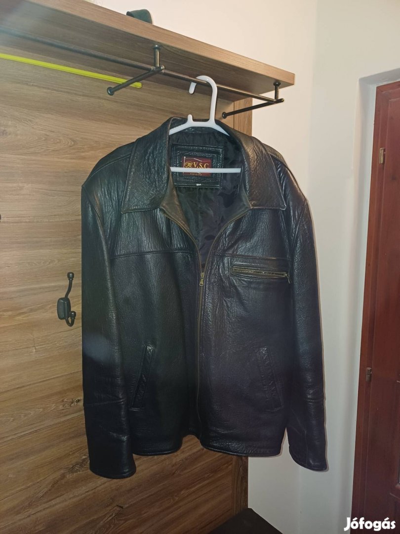 Férfi bőr kabát valódi olasz bőr dzseki 58as