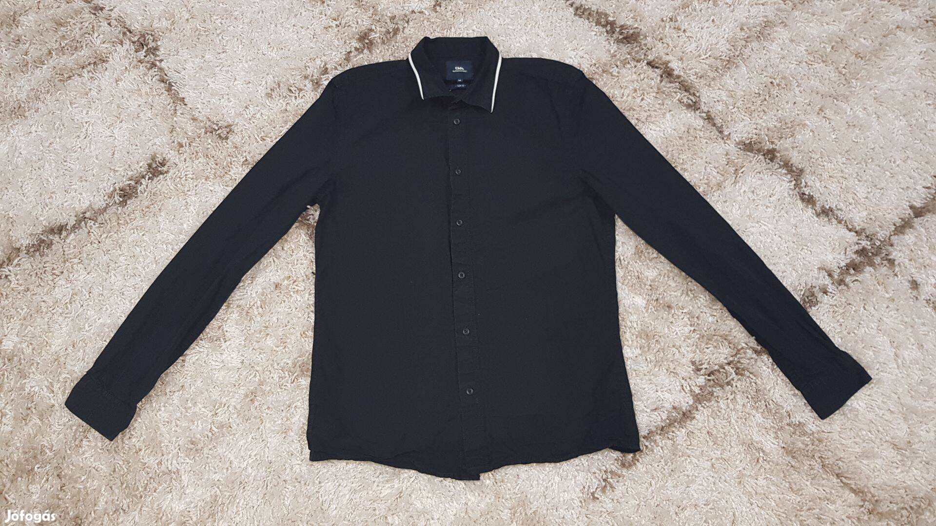 Férfi clockhouse fekete alkalmi elegáns slim fit ing XL