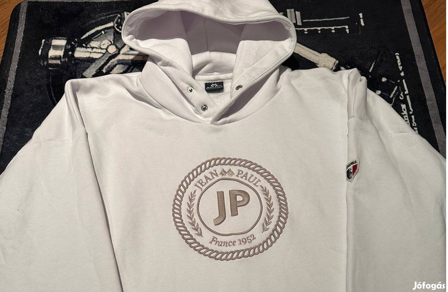 Férfi fehér Jean Paul kapucnis felső XXL-es méretben