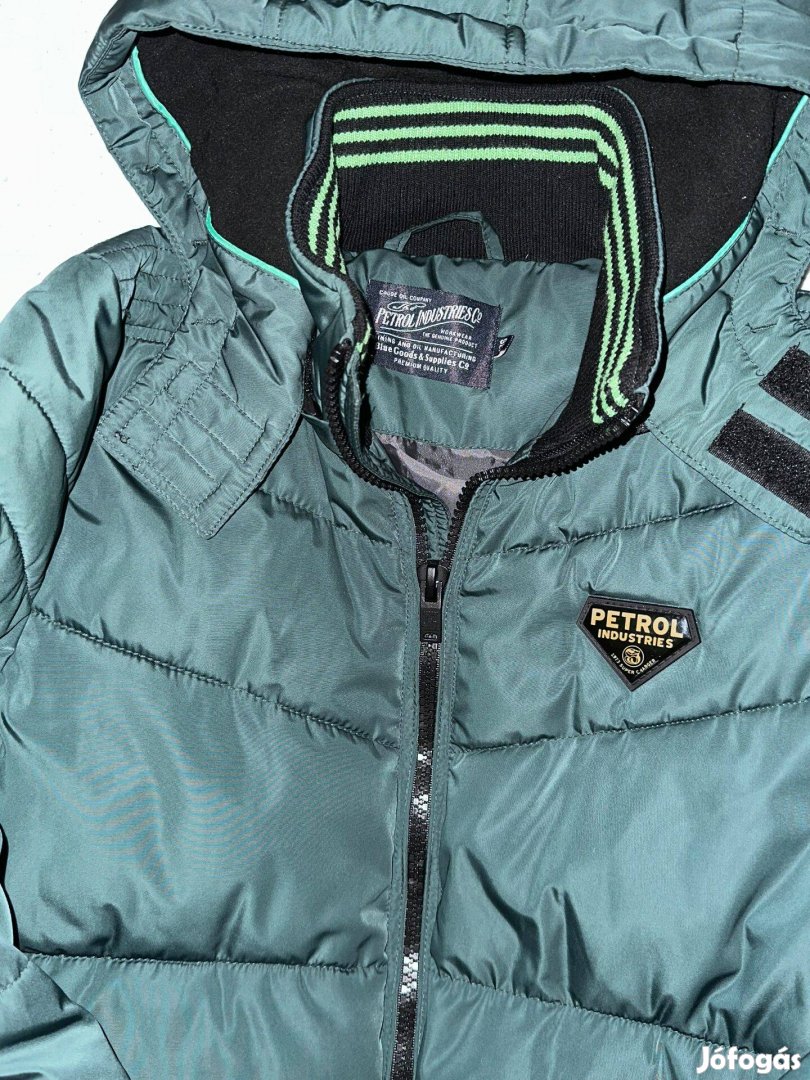 Férfi levehető kapucnis kabát,M-L-es méretben (Petrol)