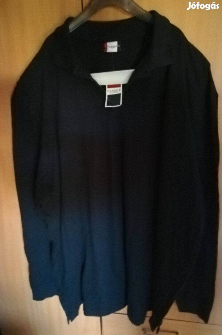 Férfi pamut sötétkék,5 XL-méretű hosszú újjú poló,Új,140 kg-ig/48