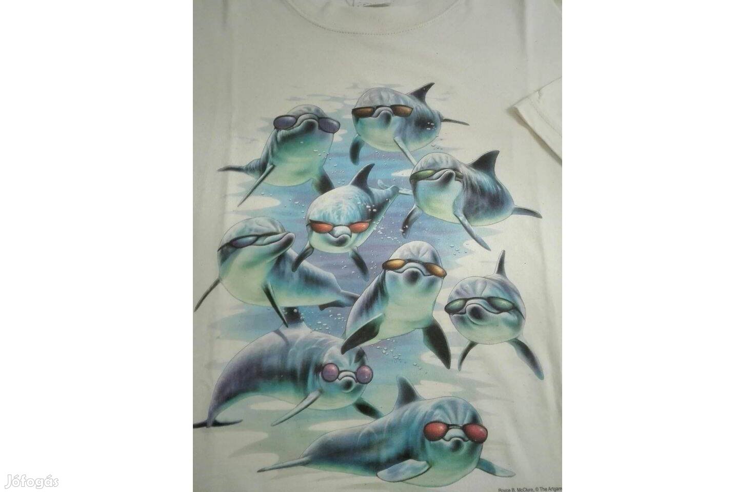 Férfi póló XL-es krémszínű (delfin mintás) eladó!