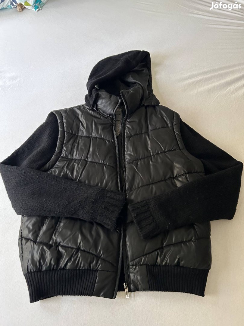 Férfi sötétkék pufi, kapucnis kabát és mellény egyben - XL
