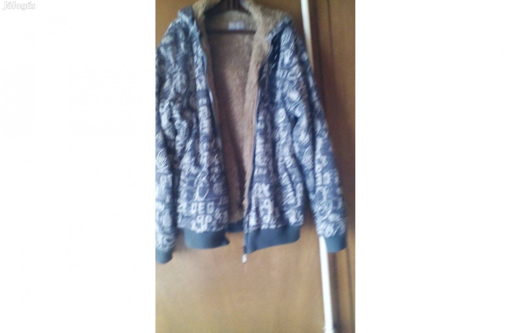 Férfi szürke mintás dzseki kabát XL-es méretű