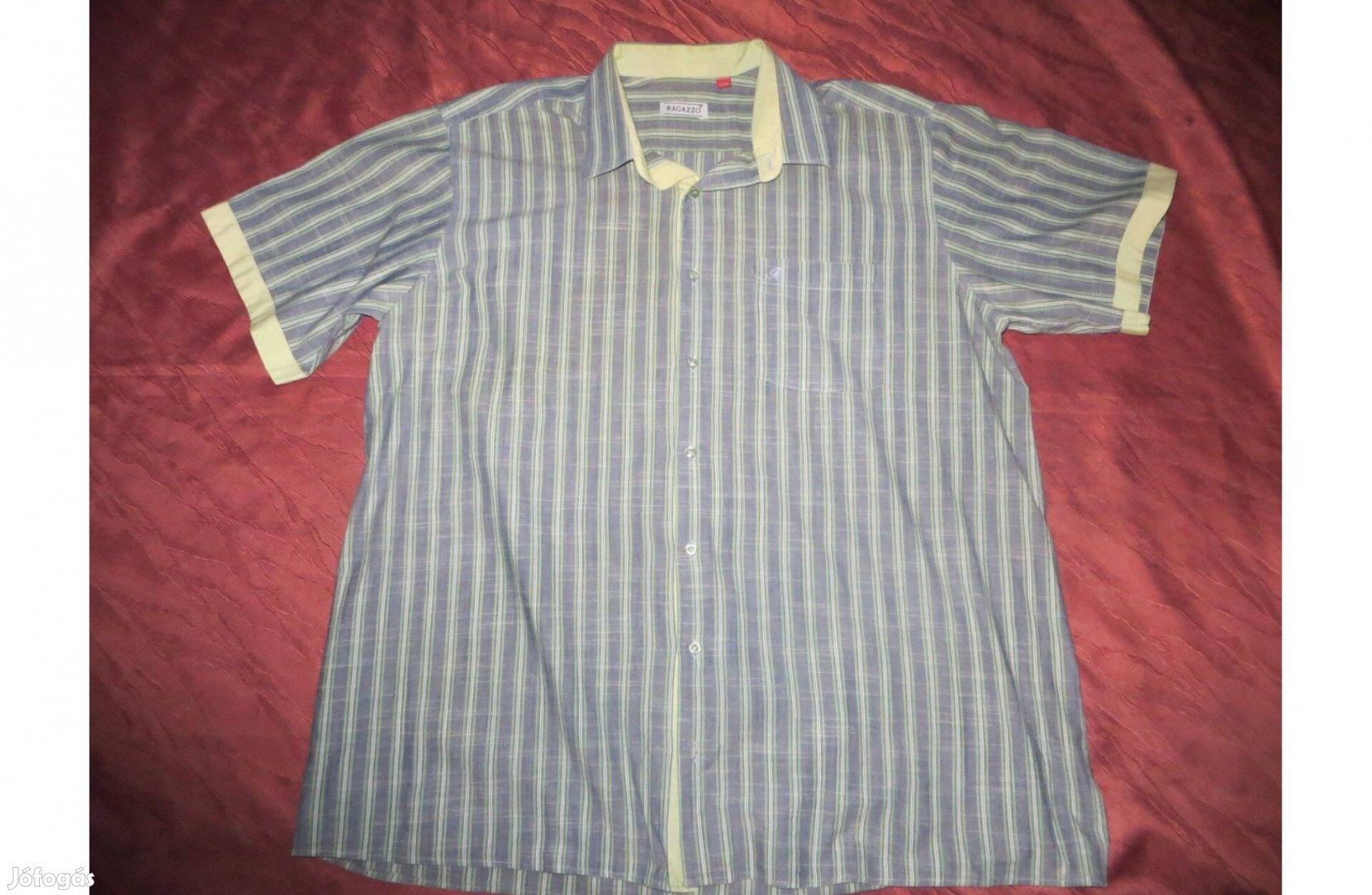 Férfi zöld szürke kockás rövid ujjú ing 3XL 47/48-s mb: 146 cm h:84 cm