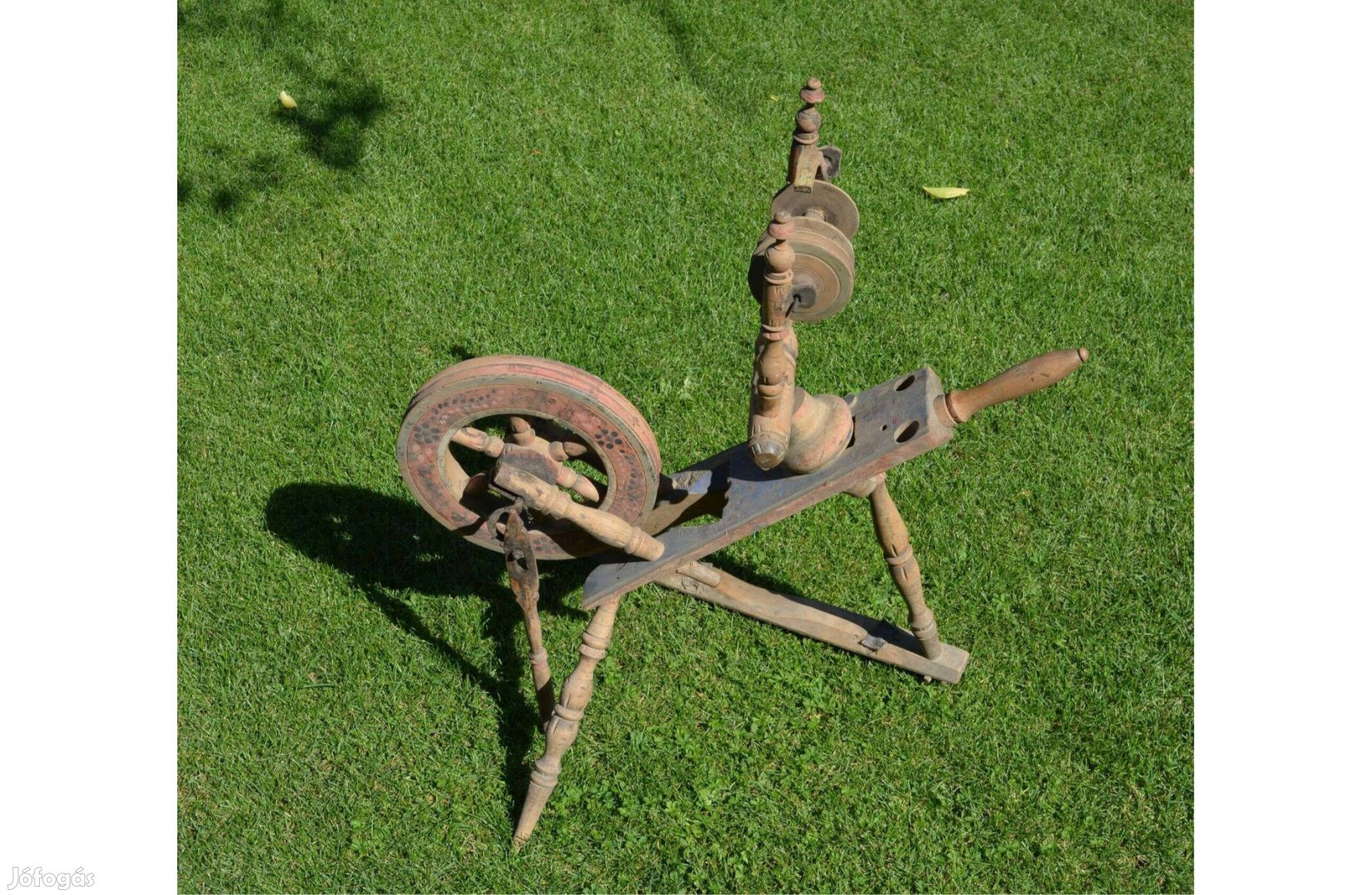 Festett faragott rokka 1935 falusi paraszti dekoráció