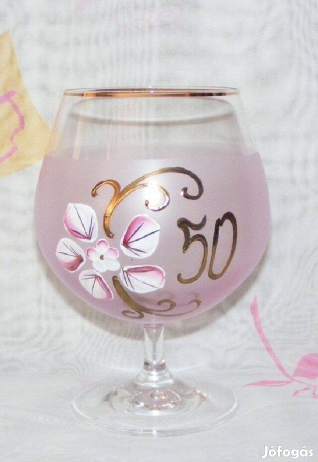 Festett üveg pohár 50. évfordulós