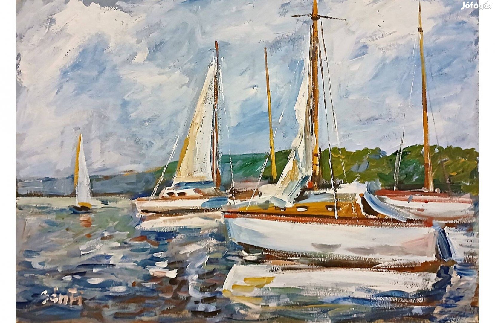 Festmény (02/109) = Bánfi : Balaton (olaj, karton, 50x35 cm)