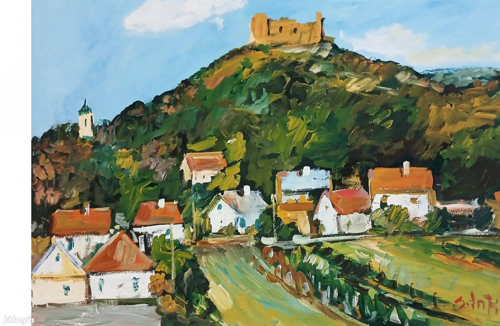 Festmény (02/116) Bánfi : Szigliget (olaj, karton, 50x35 cm)