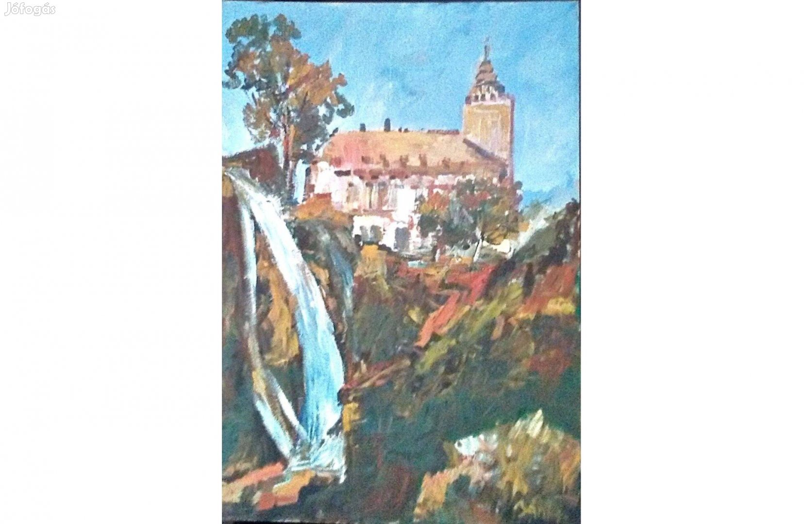 Festmény (02/78) Bánfi : Lillafüred, vízesés (olaj, karton, 35x50 cm)