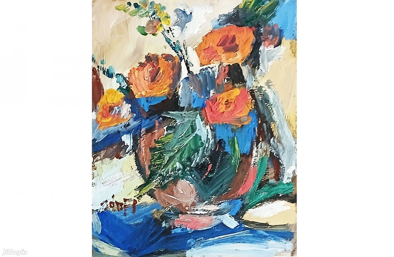 Festmény 0501 Bánfi Csendélet olaj, farost, 30x24 cm