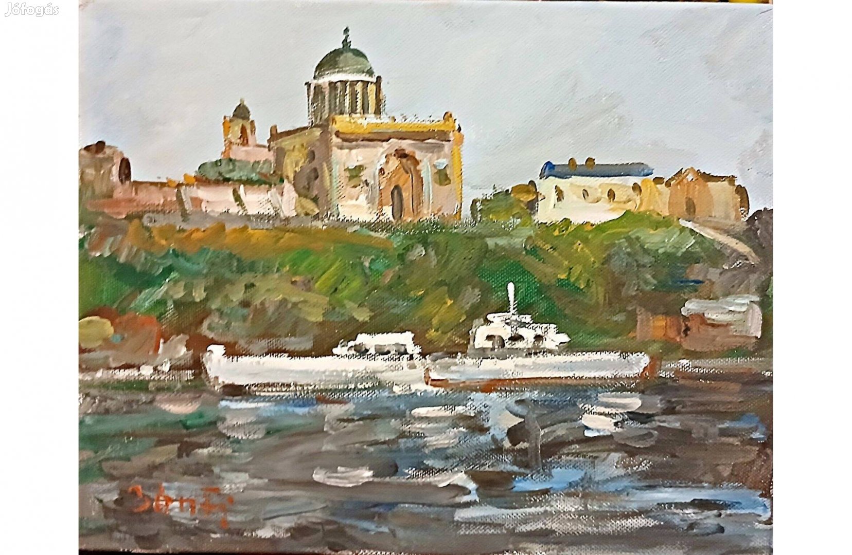 Festmény (05/01)=Bánfi : Esztergom (olaj, vászon, kereten, 30x23,5 cm)