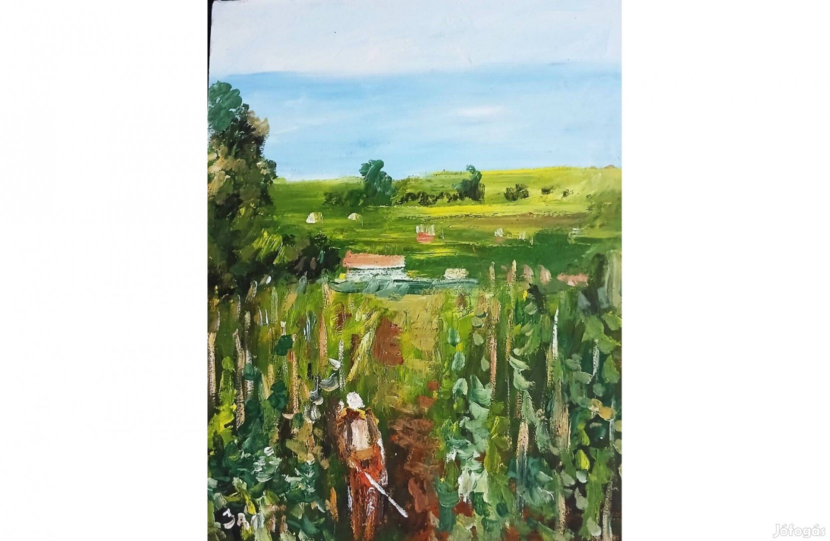 Festmény V-01 Bánfi Szőlőművelés olaj, farost, 26x24 cm