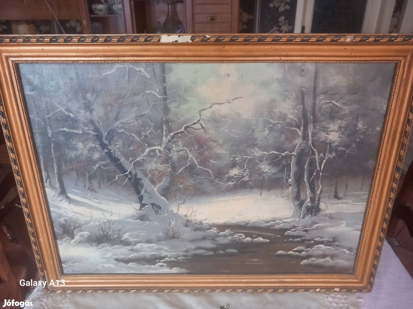 Festmény eredeti szignalt téli táj nagyon szep