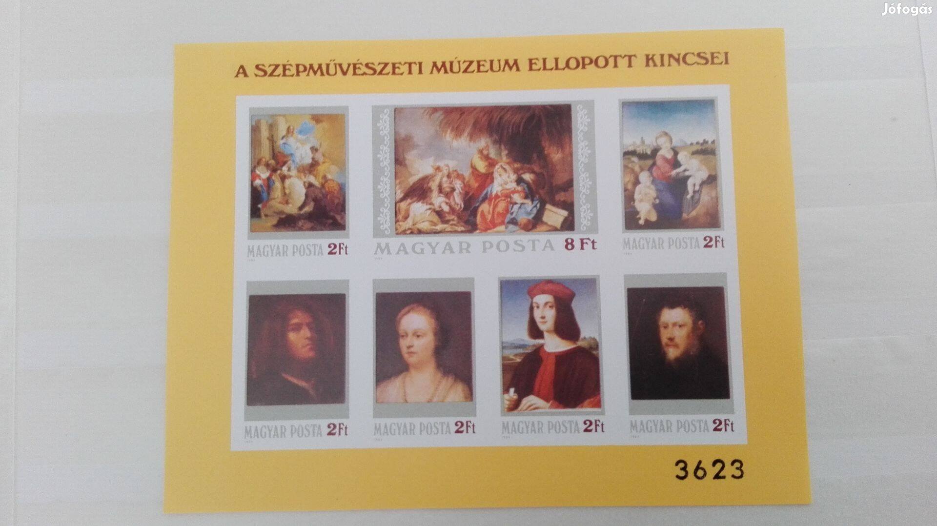 Festmények ( XXII ) 1984-es ritka vágott bélyeg blokk kevés db s