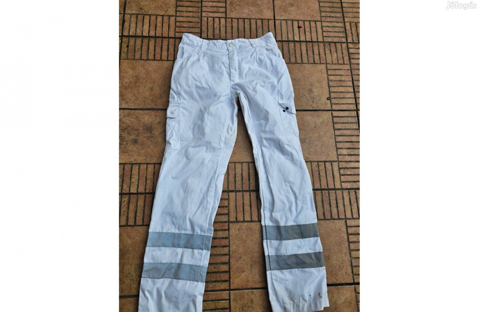 Festő munkásnadrág fehér láthatósági munkás nadrág új M L