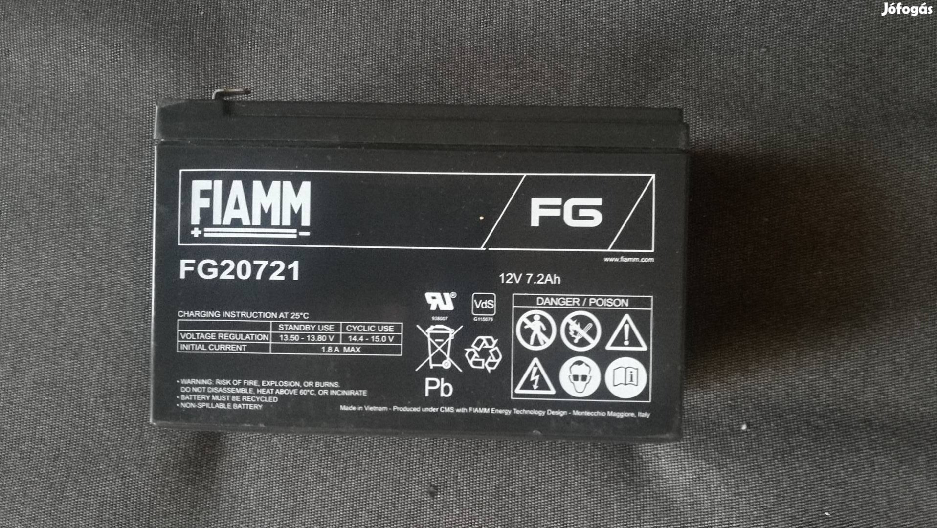 Fiamm FG20721 12V 7.2AH akkumulátor eladó