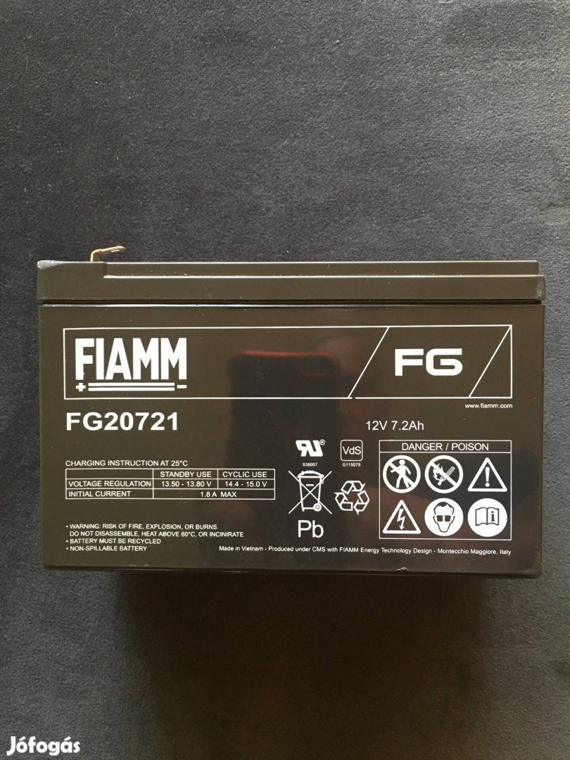 Fiamm FG20721 12V 7.2Ah típusú eredeti Olasz akkumulátor eladó