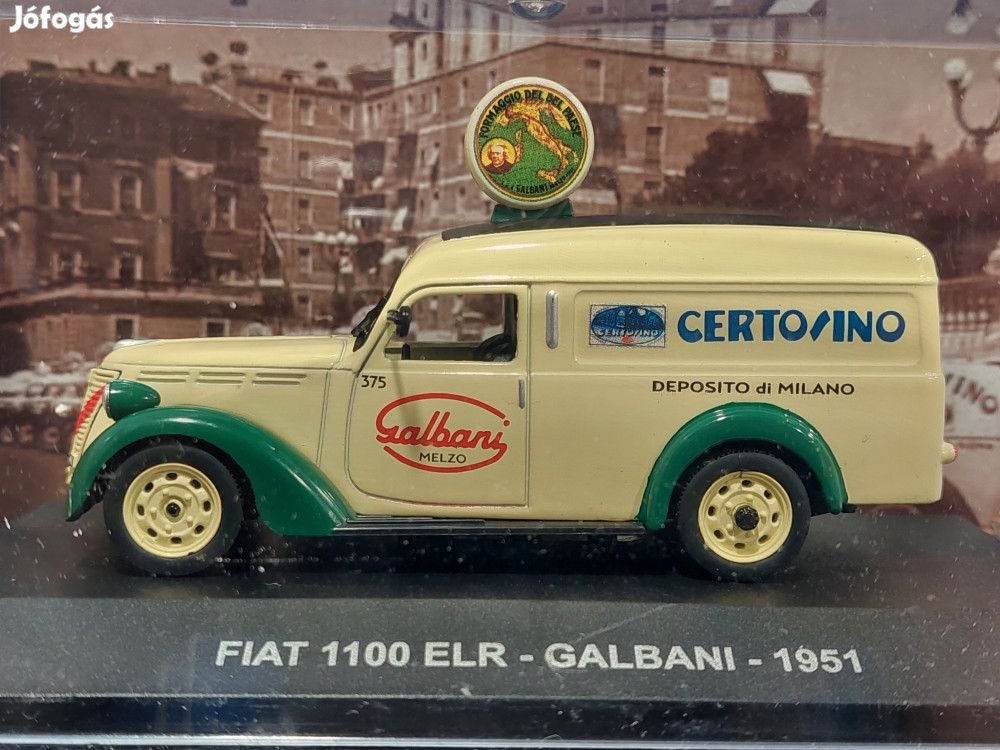 Fiat 1100 ELR van Galbani year 1951 light yellow / green 1:43 Altaya