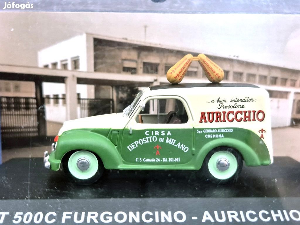 Fiat 500C van Auricchio year 1951 cream white / green 1:43 Altaya